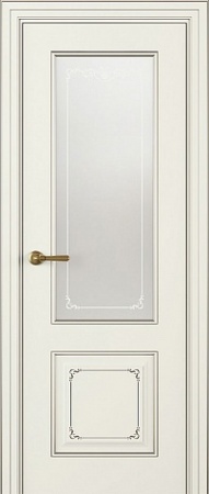 Межкомнатная дверь Аура ЛЧ13-С Эмаль, RAL 9010 + витраж сонет, 600/700/800/900*2000 мм. «Дверной лидер» в Ярославле